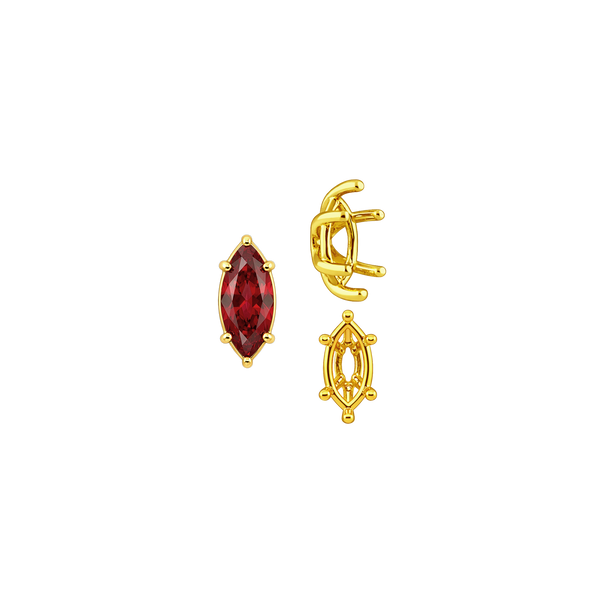 ITI NYC Six Prong Marquise Shape Tapered Base Wire Basket Settings in 14K Gold (4.25 x 1.75 mm - 21.00 x 10.50 mm)