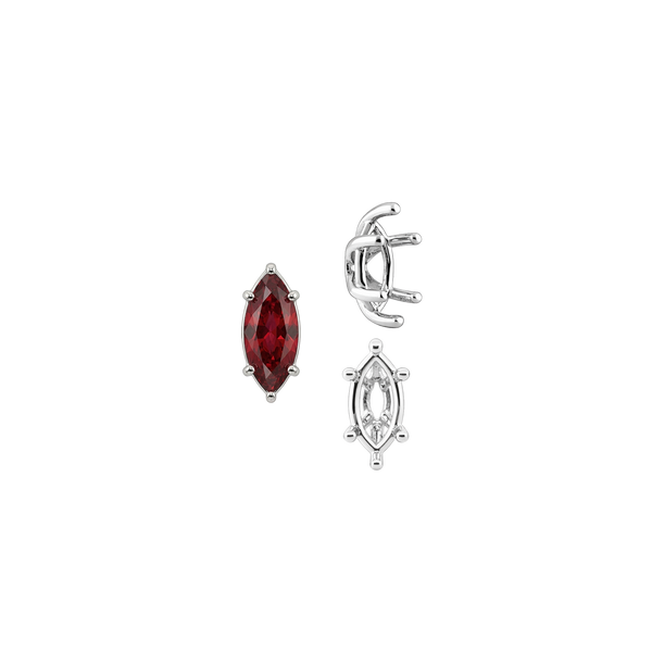 ITI NYC Six Prong Marquise Shape Tapered Base Wire Basket Settings in Sterling Silver (4.25 x 1.75 mm - 21.00 x 10.50 mm)