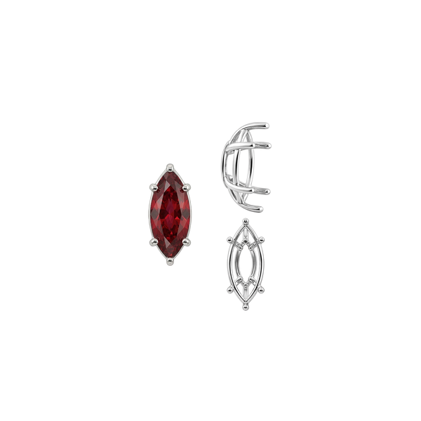 ITI NYC Six Prong Marquise Shape Tapered Base Wire Basket Settings in Sterling Silver (4.25 x 1.75 mm - 21.00 x 10.50 mm)