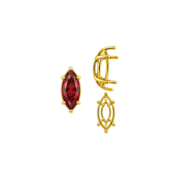 ITI NYC Six Prong Marquise Shape Tapered Base Wire Basket Settings in 14K Gold (4.25 x 1.75 mm - 21.00 x 10.50 mm)