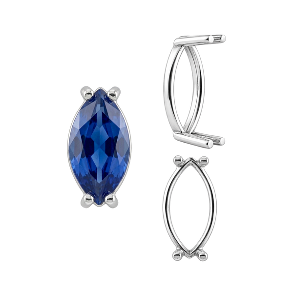 ITI NYC Four Prong Marquise Shape Single Base Settings in Sterling Silver (6.00 x 3.00 mm - 20.00 x 10.00 mm)