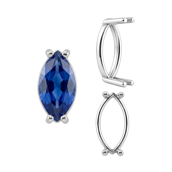 ITI NYC Four Prong Marquise Shape Single Base Settings in Sterling Silver (6.00 x 3.00 mm - 20.00 x 10.00 mm)