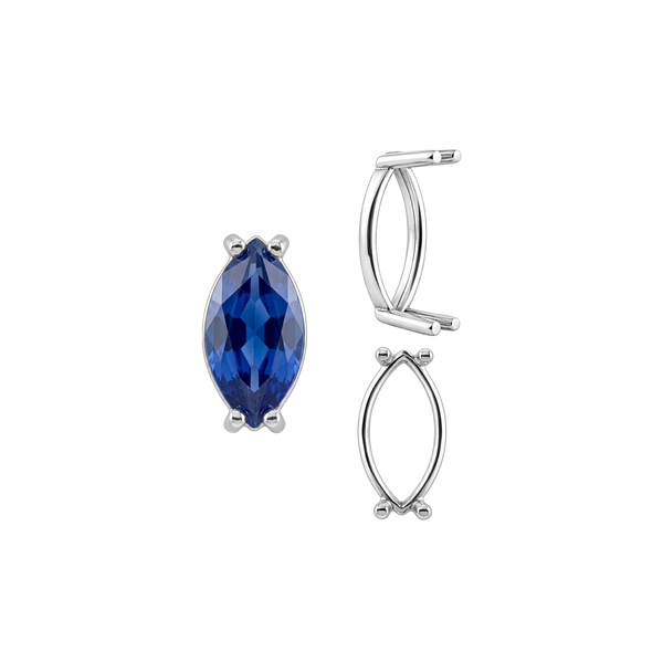 ITI NYC Four Prong Marquise Shape Single Base Settings in Sterling Silver (6.00 x 3.00 mm - 20.00 x 10.00 mm)