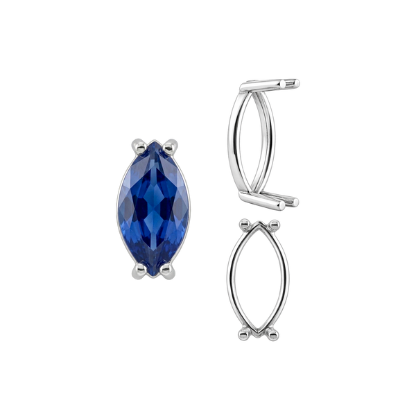 ITI NYC Four Prong Marquise Shape Single Base Settings in Sterling Silver (6.00 x 3.00 mm - 20.00 x 10.00 mm)