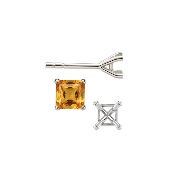 Square Four Prong Martini Style Earrings with Push Post