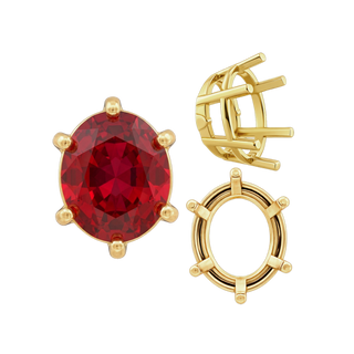 ITI NYC Six Prong Oval Basket Settings in 14K Gold (6.00 x 4.00 mm - 12.00 x 8.00 mm)
