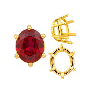 ITI NYC Six Prong Oval Basket Settings in 14K Gold (6.00 x 4.00 mm - 12.00 x 8.00 mm)