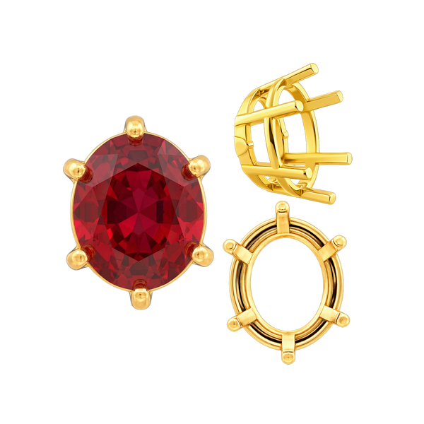 ITI NYC Six Prong Oval Basket Settings in 14K Gold (6.00 x 4.00 mm - 12.00 x 8.00 mm)