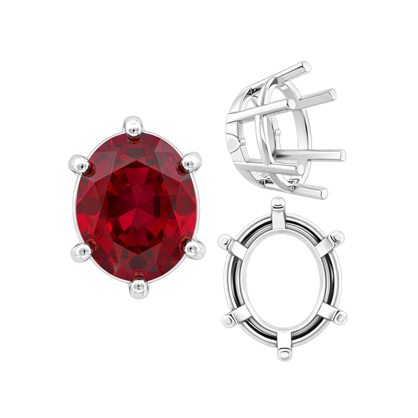 ITI NYC Six Prong Oval Basket Settings in Sterling Silver (6.00 x 4.00 mm - 12.00 x 8.00 mm)