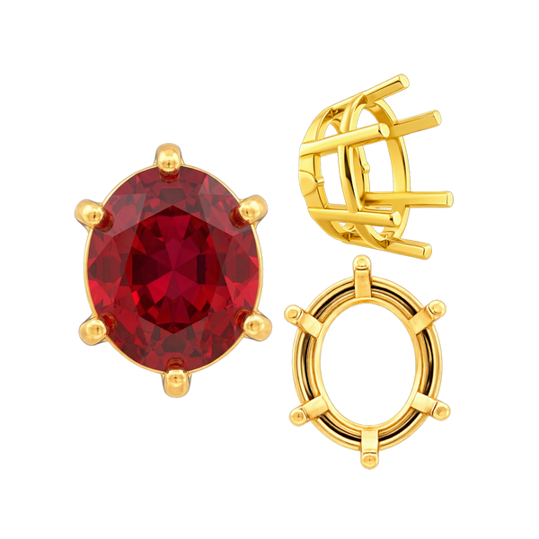 ITI NYC Six Prong Oval Basket Settings in 14K Gold (5.00 x 3.00 mm - 22.00 x 16.00 mm)