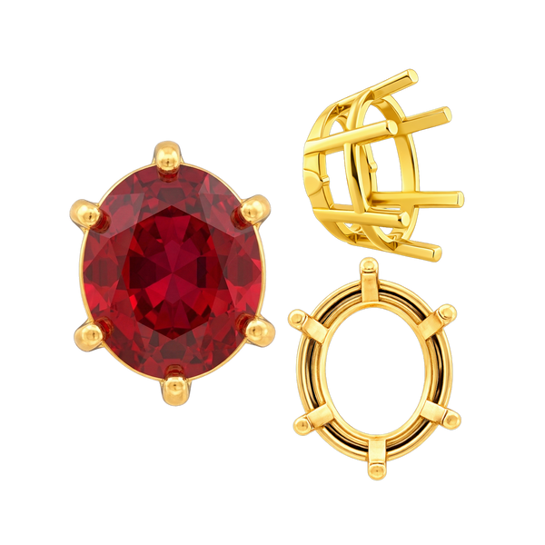 ITI NYC Six Prong Oval Basket Settings in 14K Gold (5.00 x 3.00 mm - 22.00 x 16.00 mm)