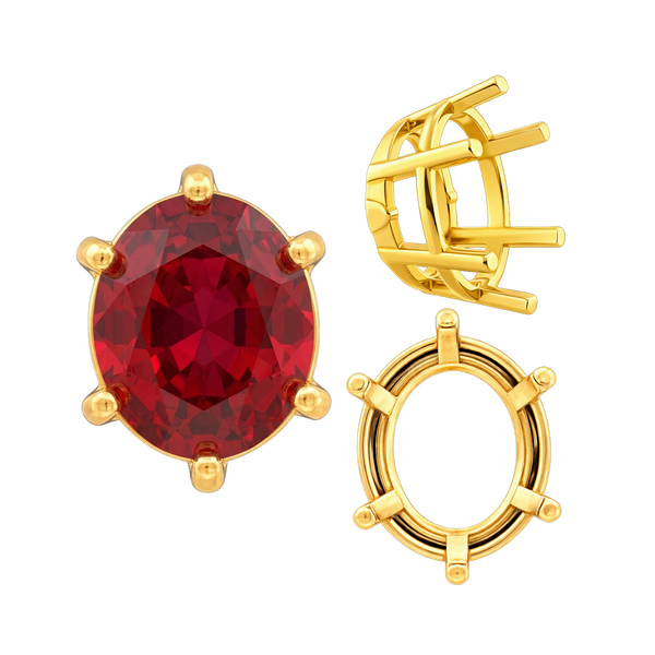 ITI NYC Six Prong Oval Basket Settings in 14K Gold (5.00 x 3.00 mm - 22.00 x 16.00 mm)