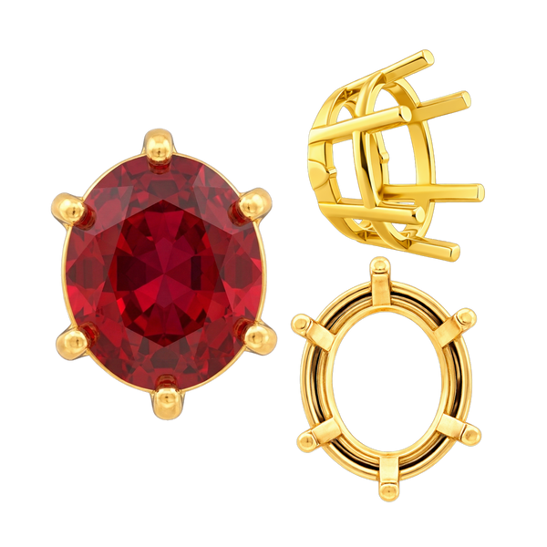 ITI NYC Six Prong Oval Basket Settings in 14K Gold (5.00 x 3.00 mm - 22.00 x 16.00 mm)