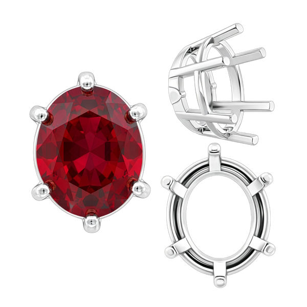 ITI NYC Six Prong Oval Basket Settings in 14K Gold (5.00 x 3.00 mm - 22.00 x 16.00 mm)