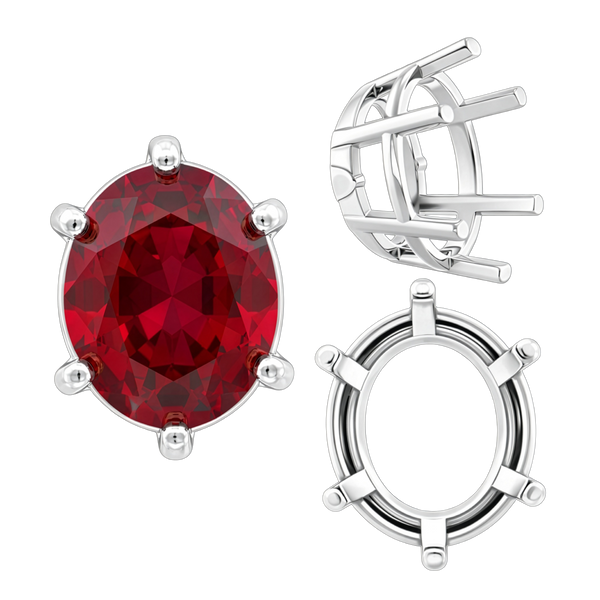 ITI NYC Six Prong Oval Basket Settings in 14K Gold (5.00 x 3.00 mm - 22.00 x 16.00 mm)