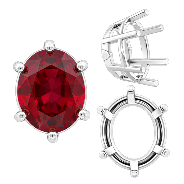 ITI NYC Six Prong Oval Basket Settings in 14K Gold (5.00 x 3.00 mm - 22.00 x 16.00 mm)
