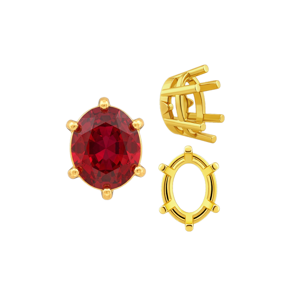 ITI NYC Six Prong Oval Basket Settings in 14K Gold (5.00 x 3.00 mm - 22.00 x 16.00 mm)