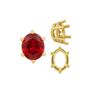 ITI NYC Six Prong Oval Basket Settings in 14K Gold (6.00 x 4.00 mm - 12.00 x 8.00 mm)