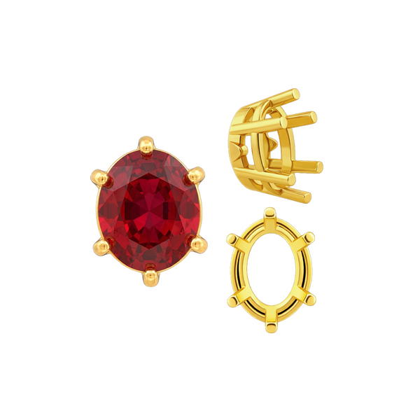 ITI NYC Six Prong Oval Basket Settings in 14K Gold (5.00 x 3.00 mm - 22.00 x 16.00 mm)