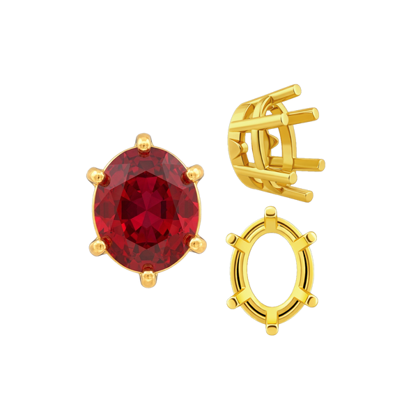 ITI NYC Six Prong Oval Basket Settings in 14K Gold (5.00 x 3.00 mm - 22.00 x 16.00 mm)