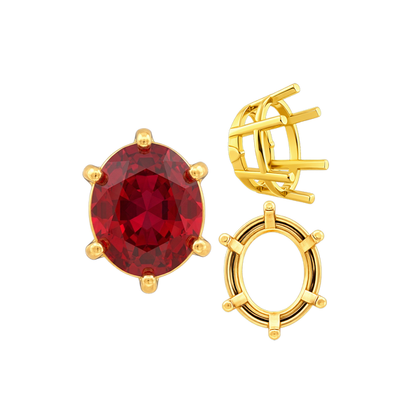 ITI NYC Six Prong Oval Basket Settings in 14K Gold (6.00 x 4.00 mm - 12.00 x 8.00 mm)