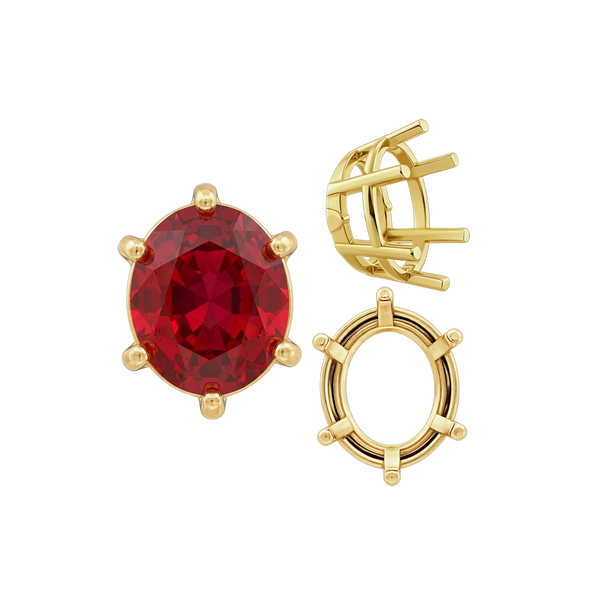 ITI NYC Six Prong Oval Basket Settings in 14K Gold (6.00 x 4.00 mm - 12.00 x 8.00 mm)