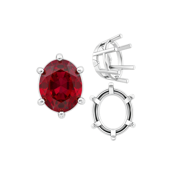 ITI NYC Six Prong Oval Basket Settings in Sterling Silver (6.00 x 4.00 mm - 12.00 x 8.00 mm)