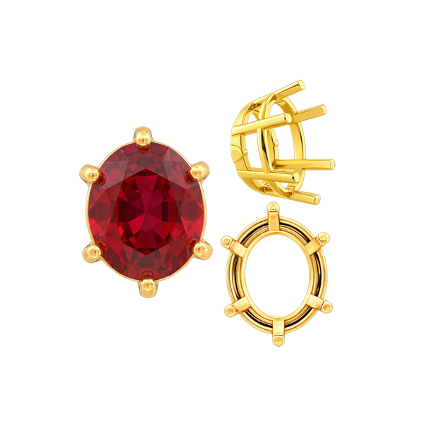 ITI NYC Six Prong Oval Basket Settings in 14K Gold (5.00 x 3.00 mm - 22.00 x 16.00 mm)