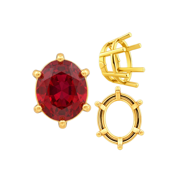 ITI NYC Six Prong Oval Basket Settings in 14K Gold (6.00 x 4.00 mm - 12.00 x 8.00 mm)