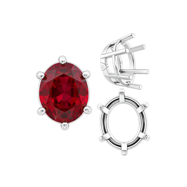 ITI NYC Six Prong Oval Basket Settings in Sterling Silver (6.00 x 4.00 mm - 12.00 x 8.00 mm)