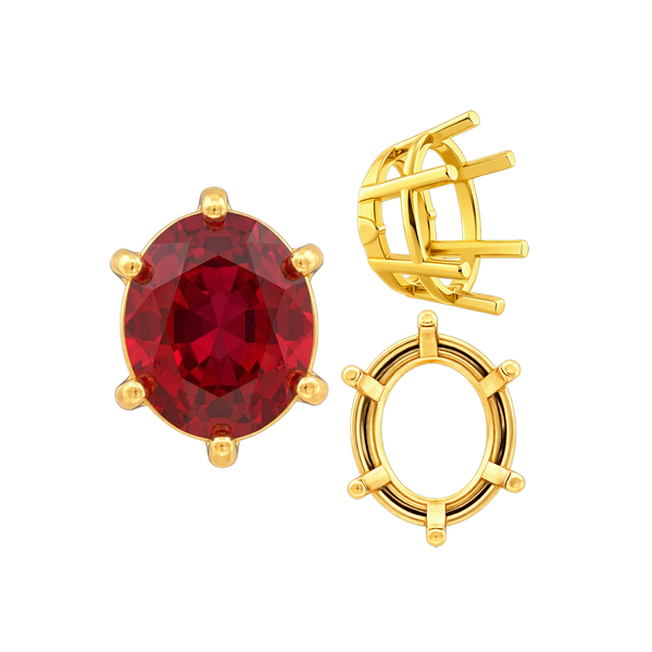 ITI NYC Six Prong Oval Basket Settings in 14K Gold (5.00 x 3.00 mm - 22.00 x 16.00 mm)