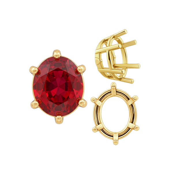 ITI NYC Six Prong Oval Basket Settings in 14K Gold (6.00 x 4.00 mm - 12.00 x 8.00 mm)