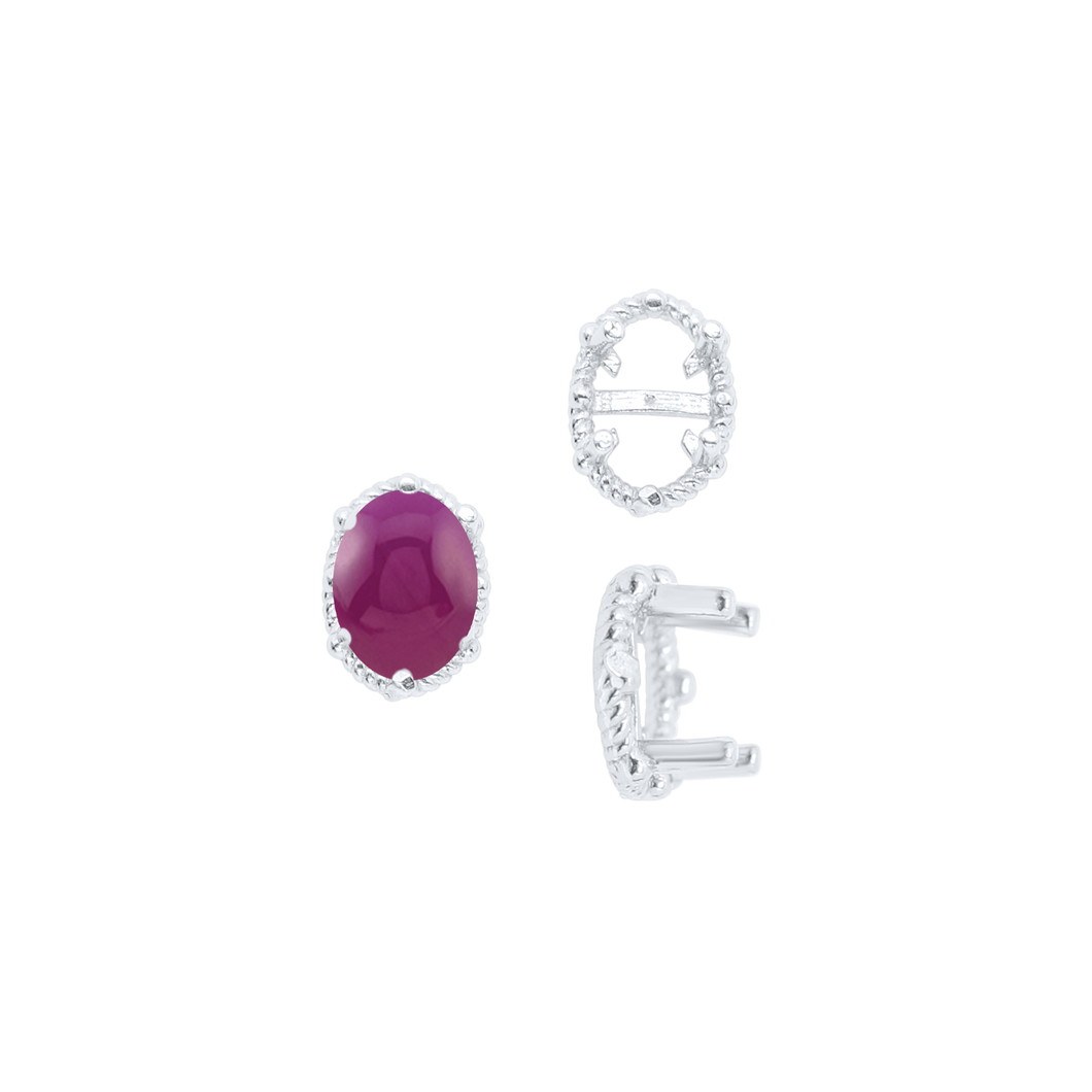 ITI NYC Four Prong Oval Cabochon Settings in Sterling Silver (6.00 x 4.00 mm - 25.00 x 18.00 mm)