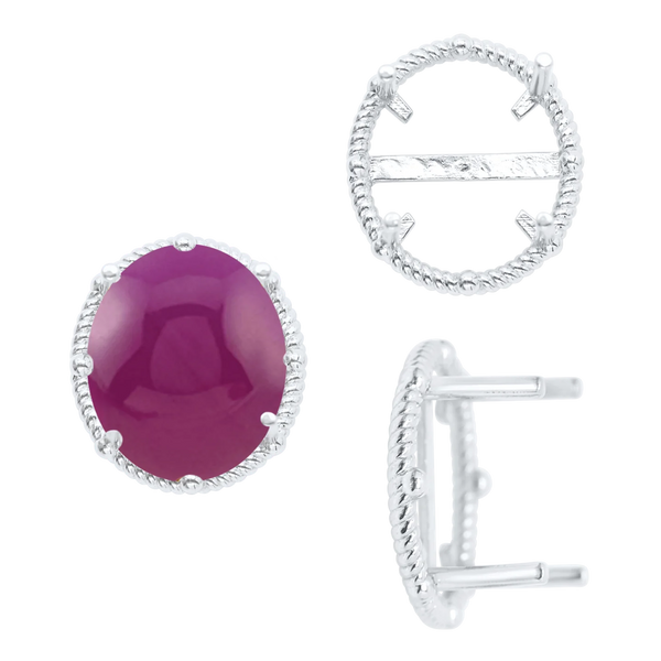 ITI NYC Four Prong Oval Cabochon Settings in Sterling Silver (6.00 x 4.00 mm - 25.00 x 18.00 mm)