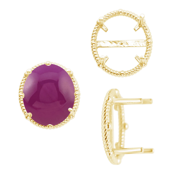 ITI NYC Four Prong Oval Cabochon Settings in 14K Gold (6.00 x 4.00 mm - 25.00 x 18.00 mm