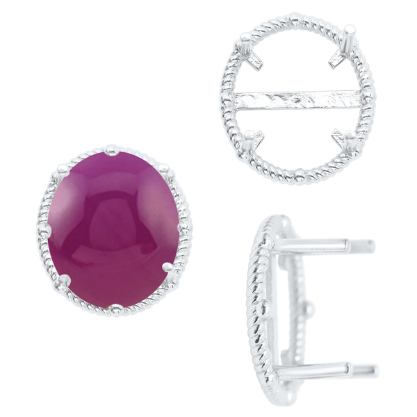 ITI NYC Four Prong Oval Cabochon Settings in Sterling Silver (6.00 x 4.00 mm - 25.00 x 18.00 mm)