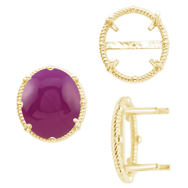 ITI NYC Four Prong Oval Cabochon Settings in 14K Gold (6.00 x 4.00 mm - 25.00 x 18.00 mm)