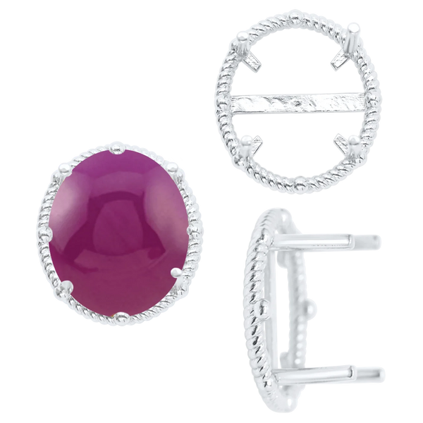 ITI NYC Four Prong Oval Cabochon Settings in Sterling Silver (6.00 x 4.00 mm - 25.00 x 18.00 mm)