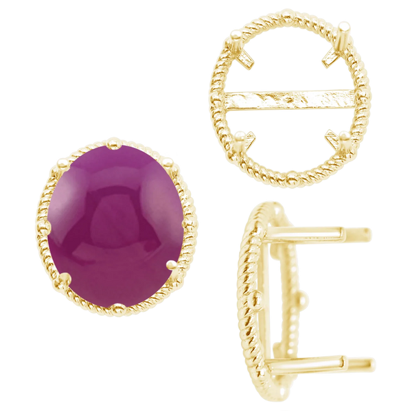 ITI NYC Four Prong Oval Cabochon Settings in 14K Gold (6.00 x 4.00 mm - 25.00 x 18.00 mm)