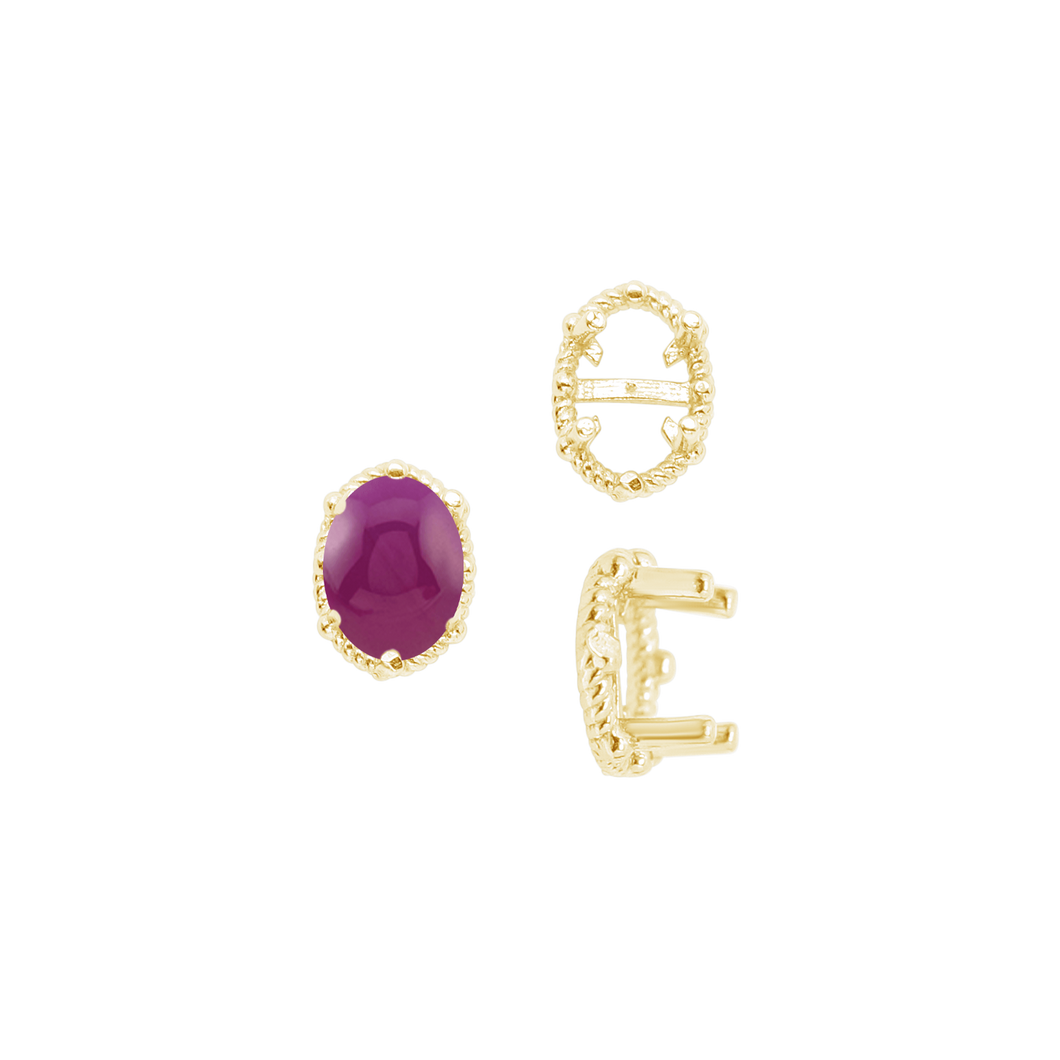 ITI NYC Four Prong Oval Cabochon Settings in 14K Gold (6.00 x 4.00 mm - 25.00 x 18.00 mm