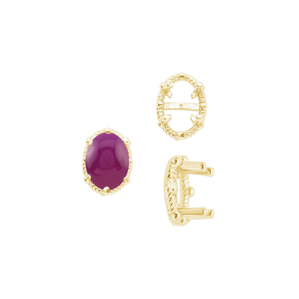ITI NYC Four Prong Oval Cabochon Settings in 14K Gold (6.00 x 4.00 mm - 25.00 x 18.00 mm)