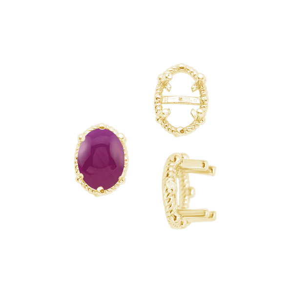 ITI NYC Four Prong Oval Cabochon Settings in 14K Gold (6.00 x 4.00 mm - 25.00 x 18.00 mm)