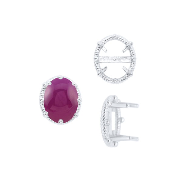 ITI NYC Four Prong Oval Cabochon Settings in Sterling Silver (6.00 x 4.00 mm - 25.00 x 18.00 mm)