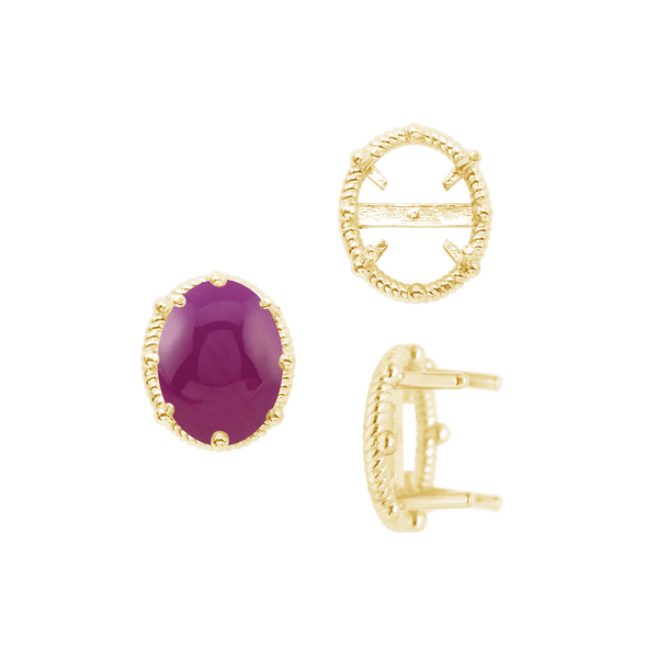 ITI NYC Four Prong Oval Cabochon Settings in 14K Gold (6.00 x 4.00 mm - 25.00 x 18.00 mm)