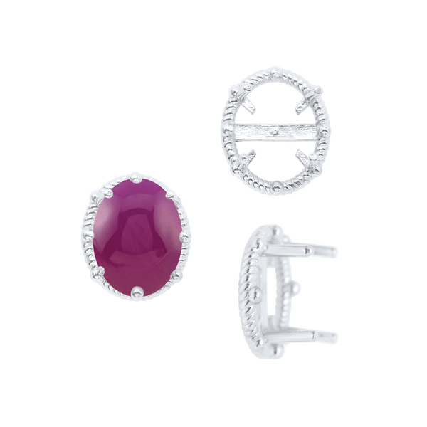 ITI NYC Four Prong Oval Cabochon Settings in Sterling Silver (6.00 x 4.00 mm - 25.00 x 18.00 mm)
