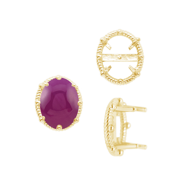 ITI NYC Four Prong Oval Cabochon Settings in 14K Gold (6.00 x 4.00 mm - 25.00 x 18.00 mm)