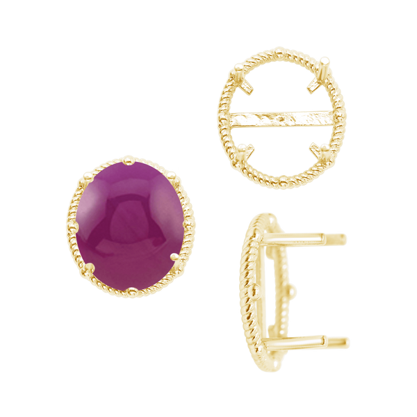 ITI NYC Four Prong Oval Cabochon Settings in 14K Gold (6.00 x 4.00 mm - 25.00 x 18.00 mm)