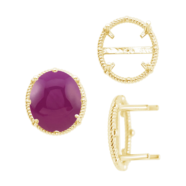 ITI NYC Four Prong Oval Cabochon Settings in 14K Gold (6.00 x 4.00 mm - 25.00 x 18.00 mm)