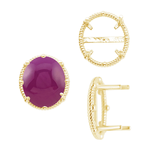 ITI NYC Four Prong Oval Cabochon Settings in 14K Gold (6.00 x 4.00 mm - 25.00 x 18.00 mm)