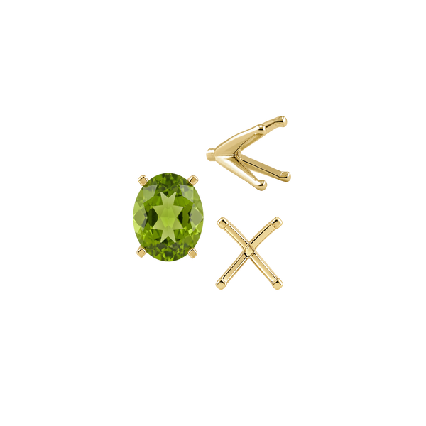 ITI NYC Four Prong Oval Settings with Peg in 14K Gold (6.00 x 4.00 mm - 14.00 x 10.00 mm)